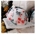 High-end Brand Sexy Print Bra set Lace Trim Floral Women Lingerie Set