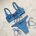Vigorshely 2020 Sexy Blue Bikini Set High Cut Thong Brazilian