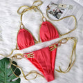 New Sexy Crystal Diamond Tassel Bikini Women Golden Bandeau
