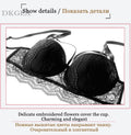 3/4 Cup Brand Green Lace Lingerie Set Women Deep V Brassiere Black