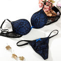 Deep V Lace Surface Push Up Sexy Bra Panty Sets