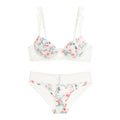 High-end Brand Sexy Print Bra set Lace Trim Floral Women Lingerie Set