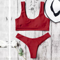 Mujer Bikini Set Sexy Pure Color Push-Up Padded