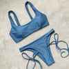 Vigorshely 2020 Sexy Blue Bikini Set High Cut Thong Brazilian