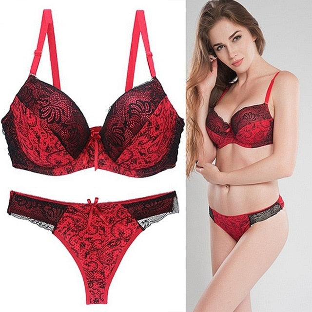TERMEZY Ultra Thin Cup Lace Bra And Panty Set Back Sexy And