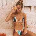 RXRXCOCO women's swimming suit Striped Bikini Set