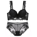 Hollow Brassiere Gather Sexy Bra Embroidery Lace Lingerie Set