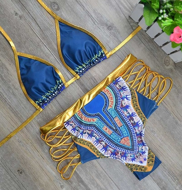 2020 New African Print Two-Pieces Bath Suits